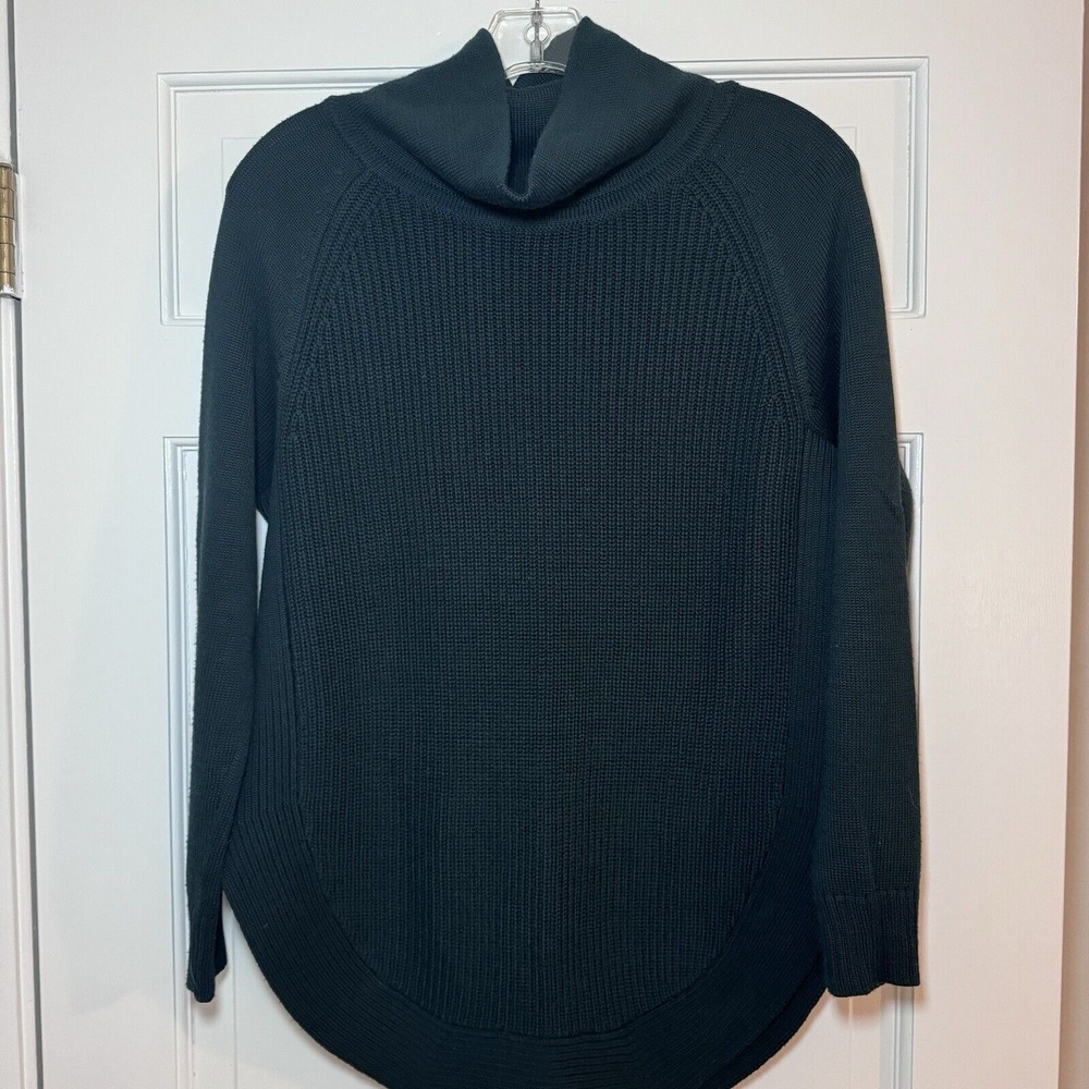 Athleta hunter green wool‎ blend funnel neck sweater XS